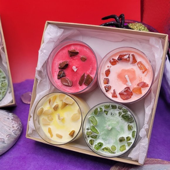 Crystal Infused Tea Light Candle Sets of 4 - Picture 4 of 9